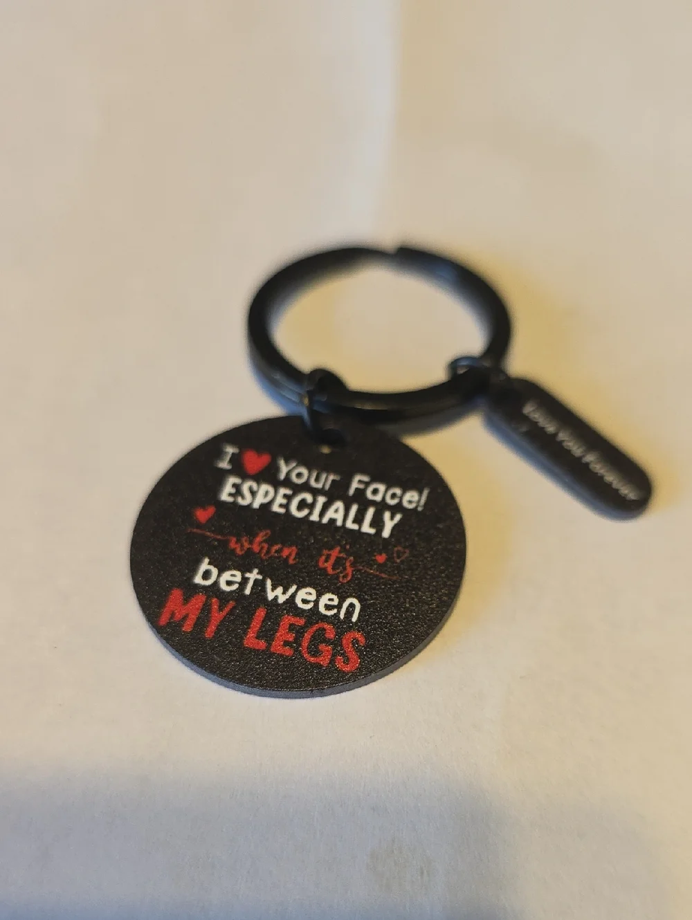 Novelty Black & Red Keychain - 'I ♥ Your Face! Especially...'